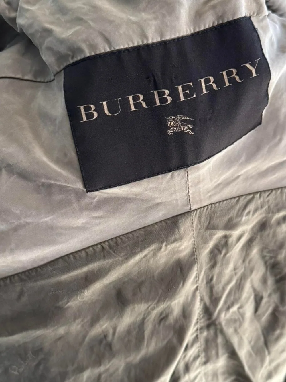 Burberry Taupe Silk Pleated Double-Breasted Trench Coat - Picture 4 of 8